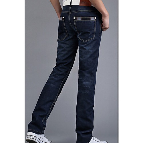 Men's Solid Casual Jeans,Cotton Blue