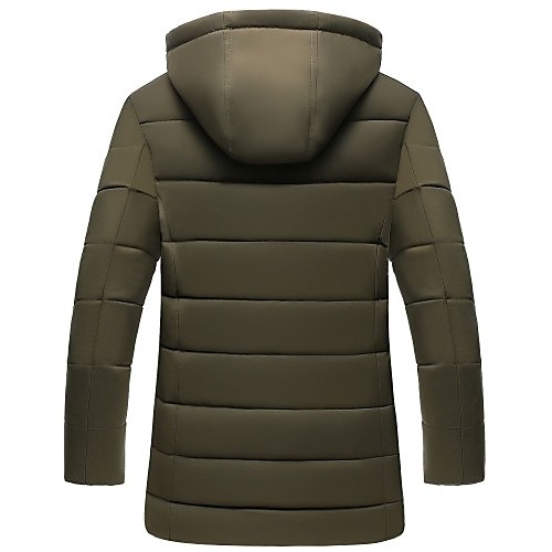 Men's Regular Padded CoatPolyester Solid Long Sleeve