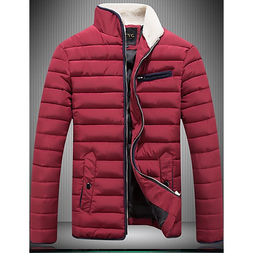 Men's Regular Padded Coat,Spandex Solid Long Sleeve