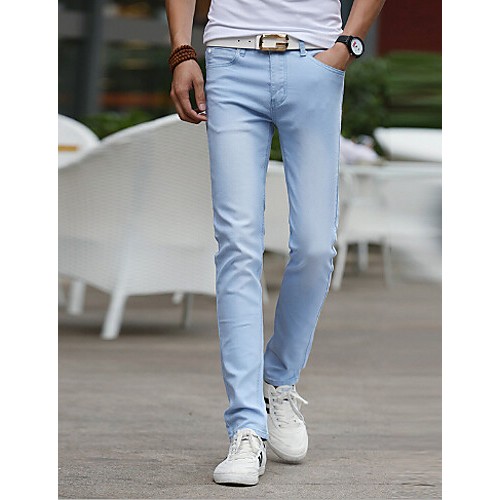 Men's Solid Casual JeansCotton Blue