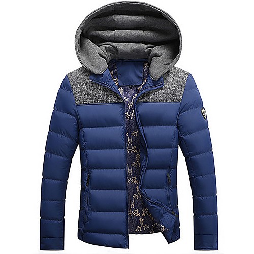 Men's Regular Padded Coat,Polyester Solid Long Sleeve