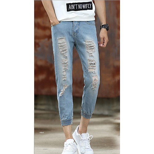 Men's Solid Casual JeansCotton Blue