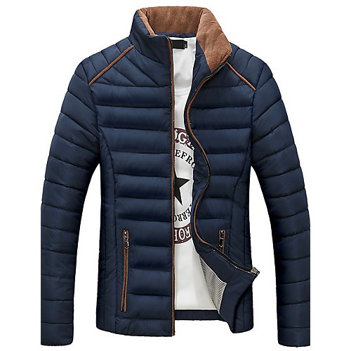 Men's Regular Padded Coat,Polyester Solid Long Sleeve