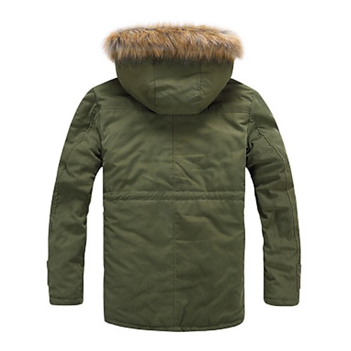 Men's Long Parka Coat , Cotton Pure Long Sleeve