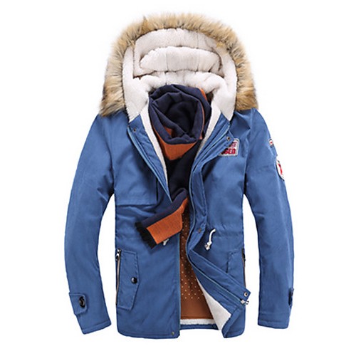 Men's Long Parka Coat , Cotton Pure Long Sleeve