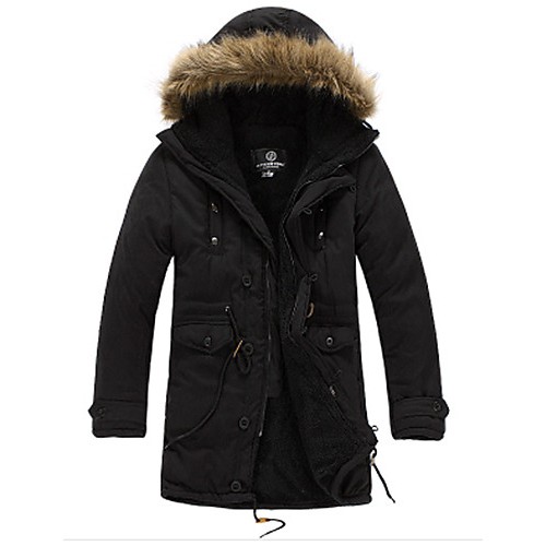 Men's Long Parka Coat , Cotton Pure Long Sleeve