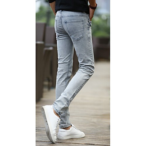 Men's Solid Casual JeansCotton Blue