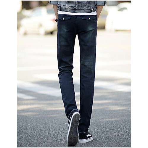 Men's Solid Casual JeansCotton Blue