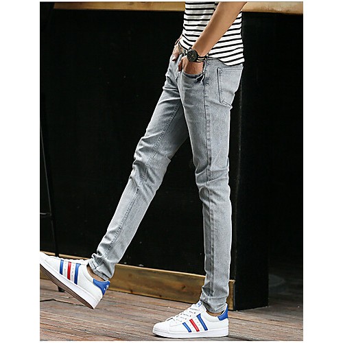 Men's Solid Casual JeansCotton Blue