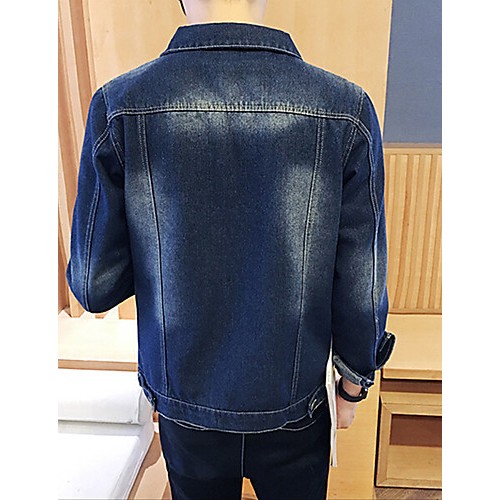 Men's Fashion Classical Solid Slim Fit Casual Long Sleeve Denim Jacket,Cotton/Print/Casual/Plus Size