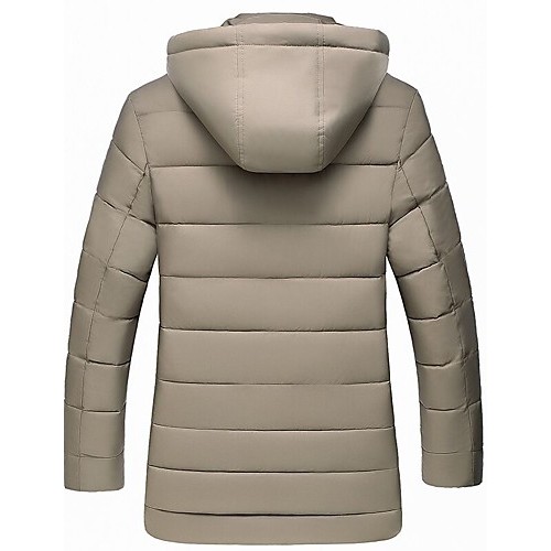 Men's Regular Padded CoatPolyester Solid Long Sleeve