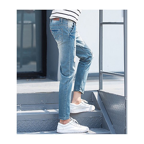 Men's Solid Casual Jeans,Cotton Blue