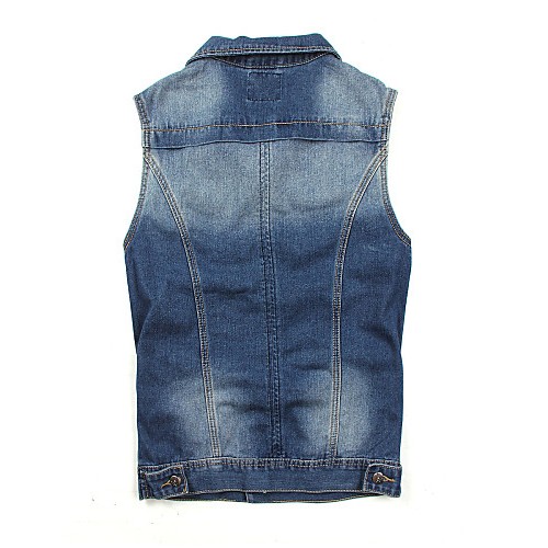 Men's Fashion Casual Solid Blue Sleeveless Jacket, Regular Denim / Jean WearFashion Blue Color All Seasons Men's Fashion Wear