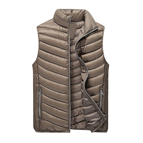 Men's Regular Padded Vest Coat,Polyester Solid Sleeveless Winter Vest k256