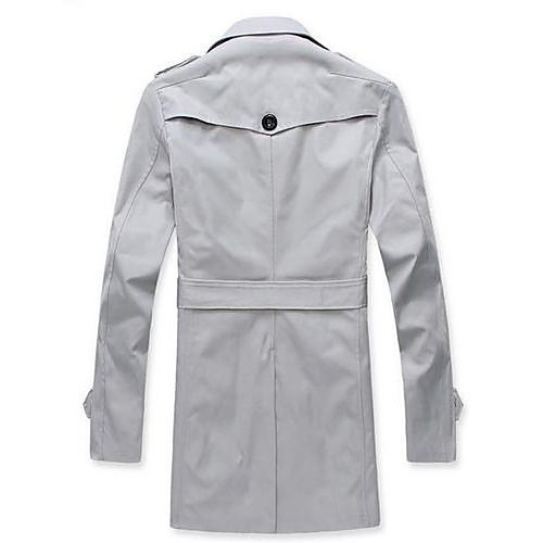 Men's Solid Casual Trench coat,Others Long Sleeve-Black / Yellow / Gray