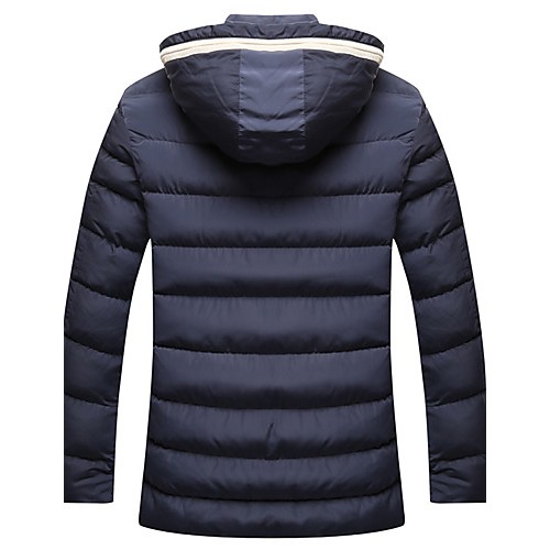 Men's Long Padded CoatPolyester Solid Long Sleeve