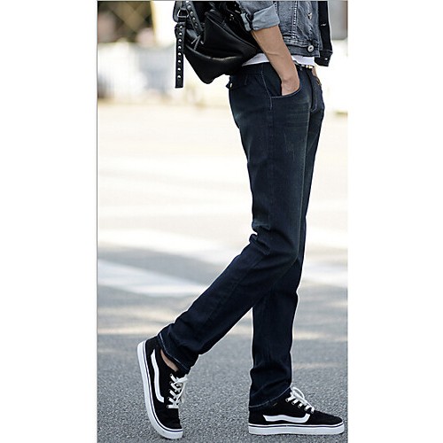 Men's Solid Casual JeansCotton Blue