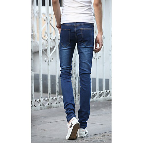 Men's Solid Casual JeansCotton Blue