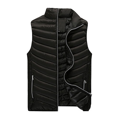 Men's Regular Padded Vest Coat,Polyester Solid Sleeveless Winter Vest k256