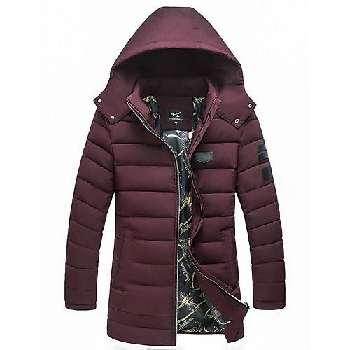 Men's Regular Padded CoatPolyester Solid Long Sleeve