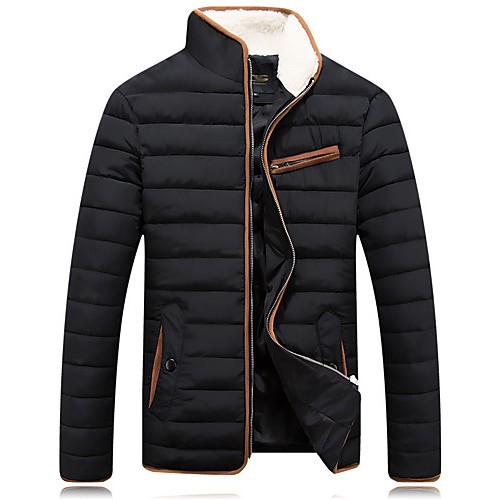 Men's Regular Padded Coat,Spandex Solid Long Sleeve