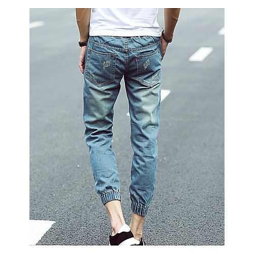 Men's Solid Casual Jeans,Cotton Blue