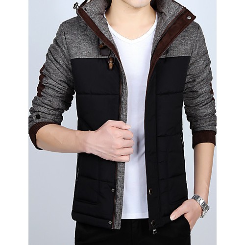 Men's Regular Padded Coat,Polyester Solid Long Sleeve