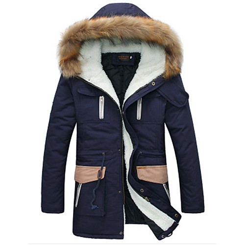 Men's Long Parka Coat , Cotton Pure Long Sleeve