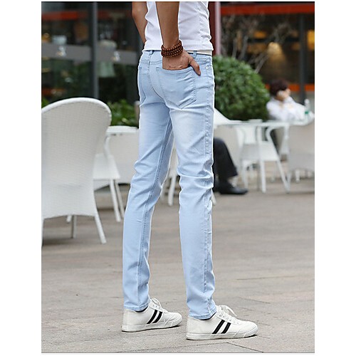 Men's Solid Casual JeansCotton Blue