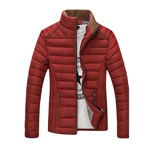 Men's Regular Padded Coat,Polyester Solid Long Sleeve