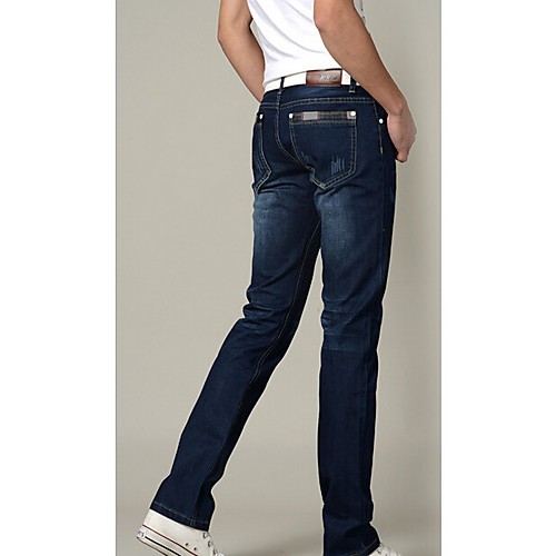 Men's Solid Casual Jeans,Cotton Blue