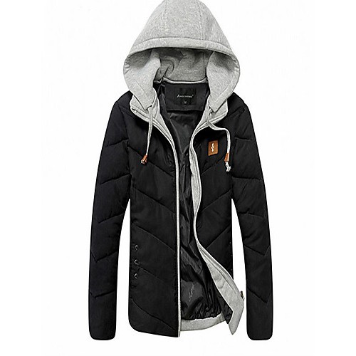 Men's Regular Padded Coat,Cotton Solid Long Sleeve