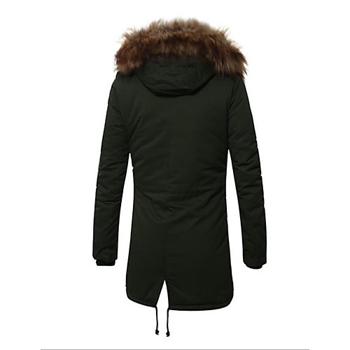 Men's Regular Padded Coat,Simple Going out / Casual/Daily Solid-Cotton Cotton Long Sleeve Hooded Blue / Black / Green