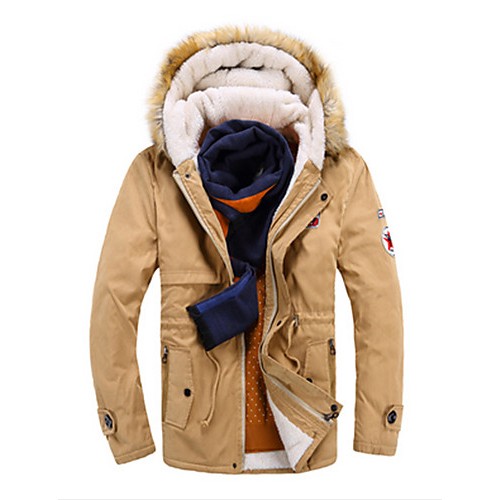 Men's Long Parka Coat , Cotton Pure Long Sleeve