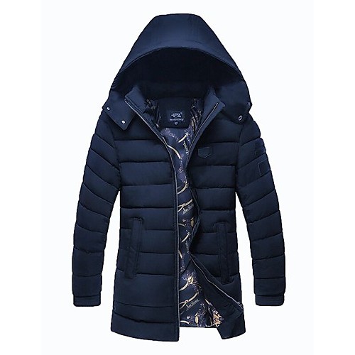 Men's Regular Padded CoatPolyester Solid Long Sleeve