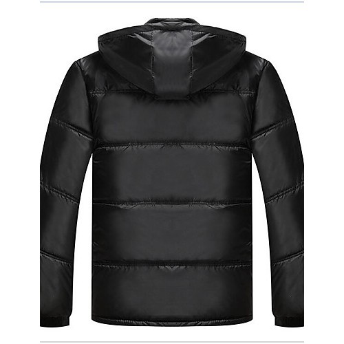 Men's Regular Padded Coat,Simple Casual/Daily Solid-Others Cotton Long Sleeve Black