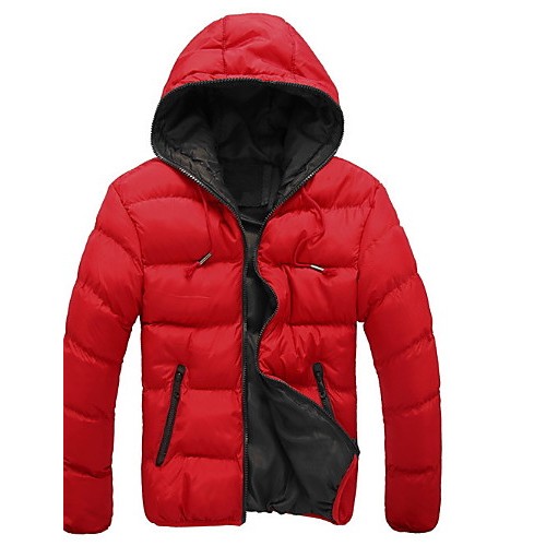 Men's Regular Parka CoatCotton Pure Long Sleeve