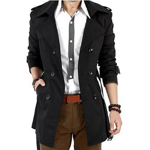 Men'sBritish Style Leisure Slim Long Sleeve Long Trench coat , Pure