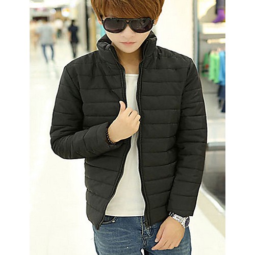 Men's Regular Padded Coat,Cotton Solid Short Sleeve