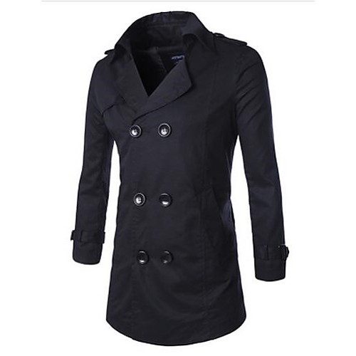 Men's Long Sleeve Regular Trench coat , Cotton Pure