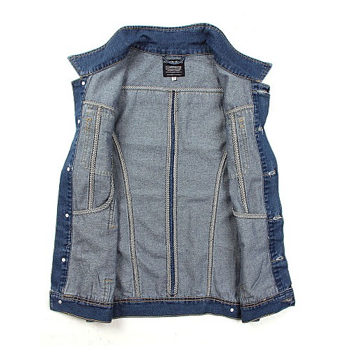 Men's Fashion Casual Solid Blue Sleeveless Jacket, Regular Denim / Jean WearFashion Blue Color All Seasons Men's Fashion Wear