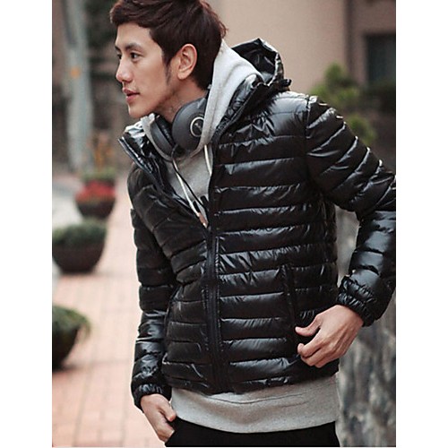 Men's Regular Padded Coat,Cotton Solid Long Sleeve