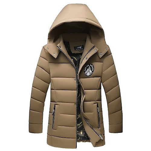 Men's Regular Padded CoatPolyester Solid Long Sleeve