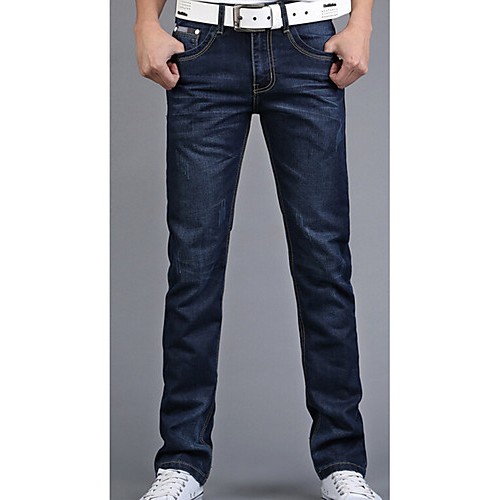 Men's Solid Casual Jeans,Cotton Blue