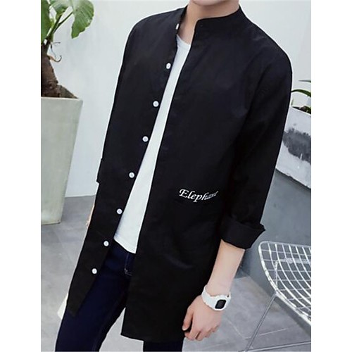 Men's Mock Neck Letter Casual Trench Coat(More Colors)