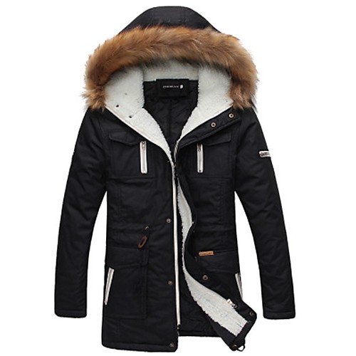 Men's Long Parka Coat , Cotton Pure Long Sleeve