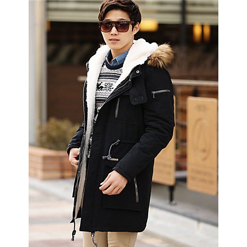 Men's Long Parka Coat , Cotton Pure Long Sleeve