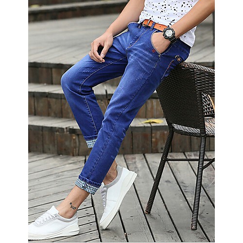 Men's Solid Casual Jeans,Cotton Blue