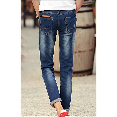 Men's Solid Casual Jeans,Cotton Blue