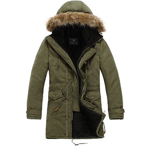 Men's Long Parka Coat , Cotton Pure Long Sleeve